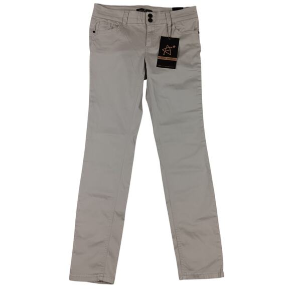 Almost Famous Jeans Womens 11 31X30 Beige Skinny Stretch Straight Leg Preppy - Picture 3 of 13
